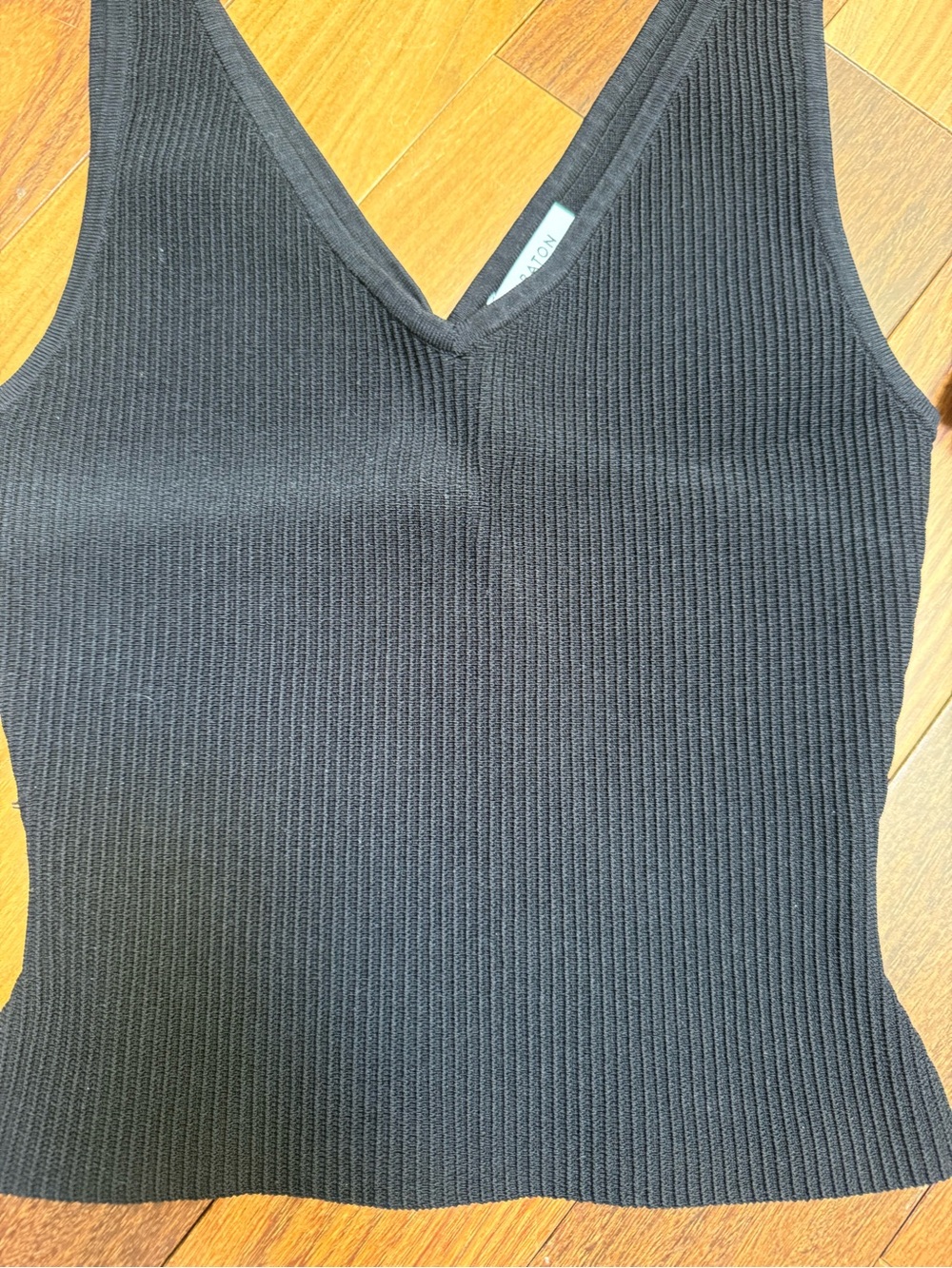 Aritzia Ribbed V Neck & Square Neck Tank Tops - Black & Blue - Picture 3 of 4